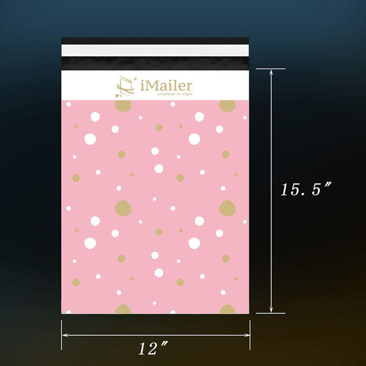 Imailer Mailing Shipping Bags with Self Seal Strip Pink Polka Dot - Thank You Poly Mailer Envelope