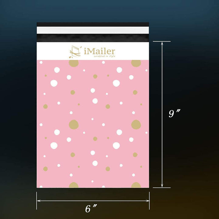 Imailer Mailing Shipping Bags with Self Seal Strip Pink Polka Dot - Thank You Poly Mailer Envelope