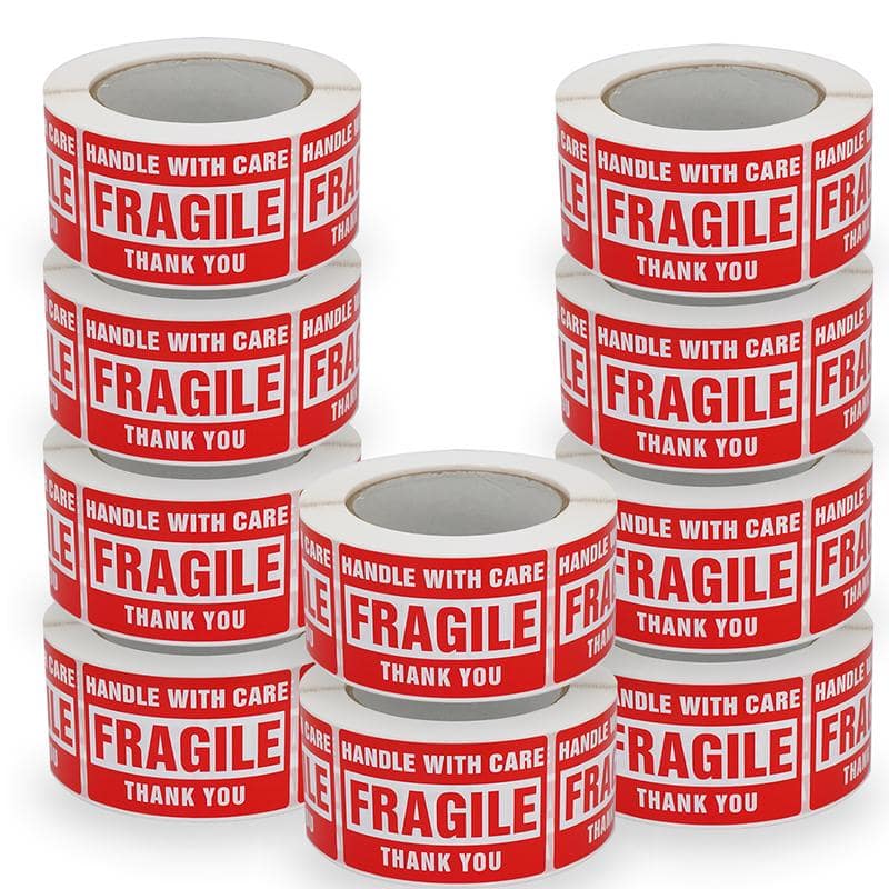 2" x 3" Handle with Care Fragile Thank You Shipping Label Stickers