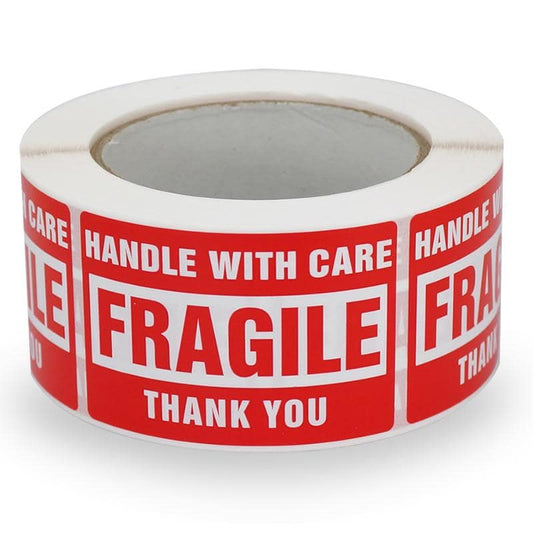 2" x 3" Handle with Care Fragile Thank You Shipping Label Stickers