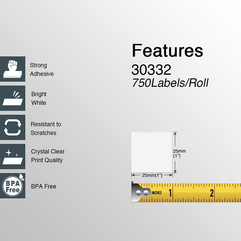 DYMO 30332 Square Labels 1" x 1" Multipurpose Labels