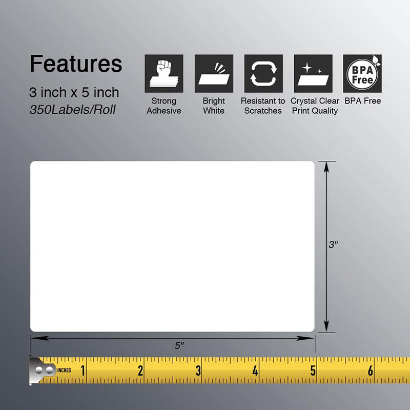 Zebra 3" x 5" Multipurpose & Large Shipping Labels Direct Thermal Labels