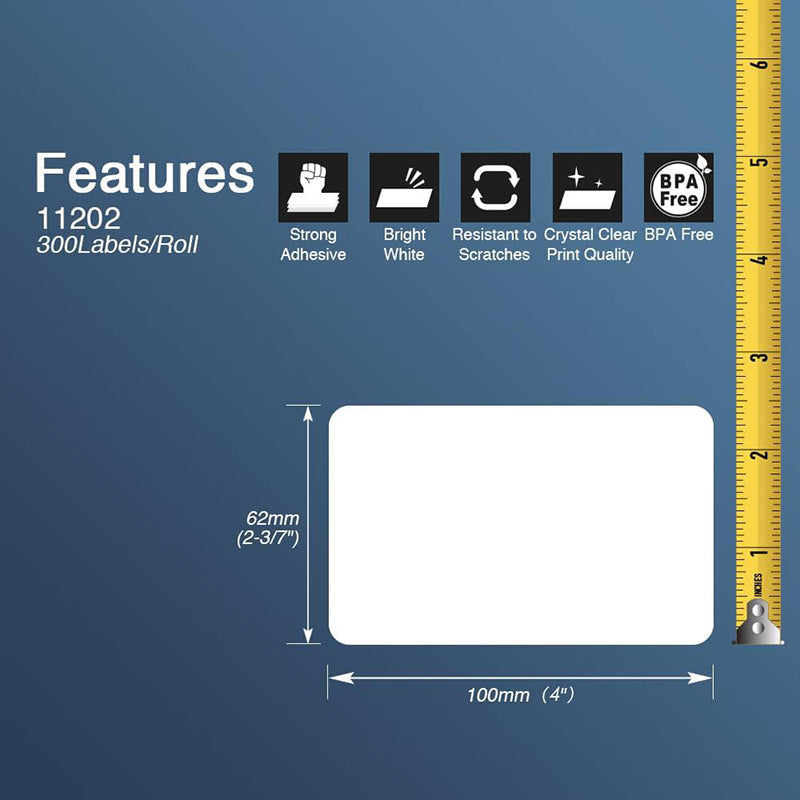 Betckey Brother DK-1202 Shipping Labels Compatible Die-Cut White DK1202 Labels 2.4 in x 3.9 in