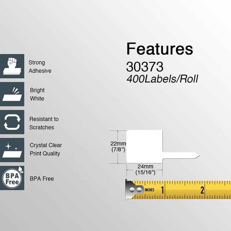 Dymo 30373 Compatible Price Tag Rat Tail Film Labels 7/8