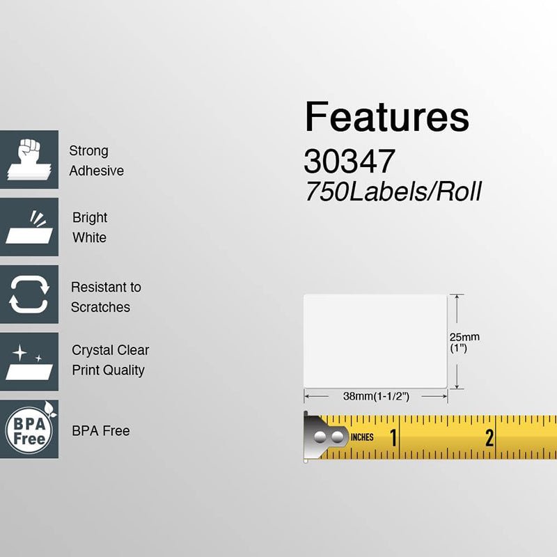 Betckey Dymo 30347 Compatible Book Spine Labels 1" x 1-1/2"