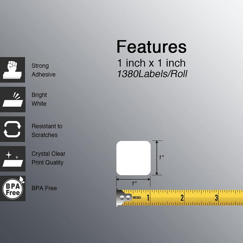 Zebra 1" x 1" Direct Thermal Labels Square QR Code Labels