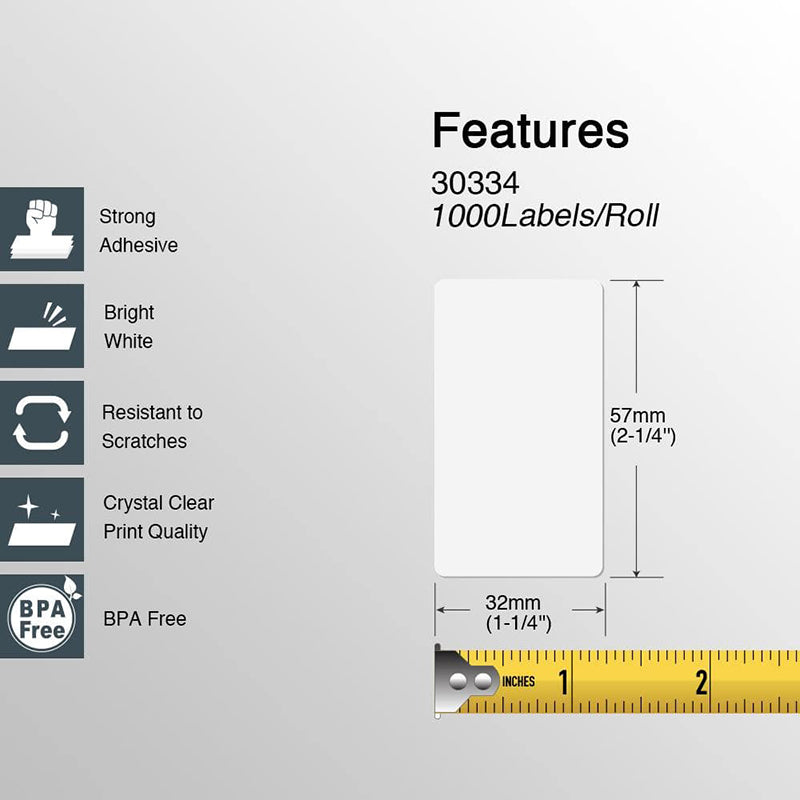 DYMO 30334 Barcode/FNSKU Labels 2-1/4" x 1-1/4" Multipurpose Labels