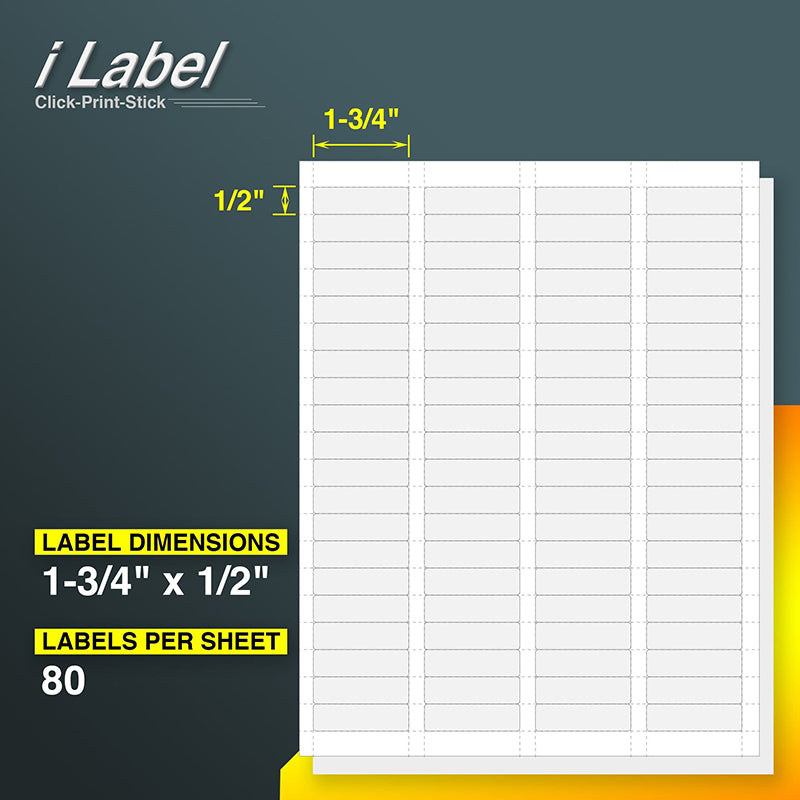 80UP 1.75" x 0.5" Return Address Labels for Laser & Inkjet Printers