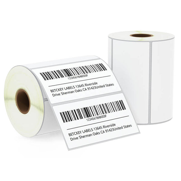 BETCKEY 4" x 6" (102 mm x 152 mm) Blank Shipping Labels Compatible with Zebra ＆ Rollo Label Printer(not for dymo 4XL), Premium Adhesive ＆ Perforat - 5