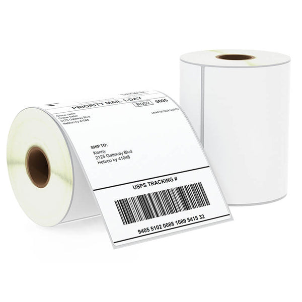 BETCKEY 4" x 6" (102 mm x 152 mm) Blank Shipping Labels Compatible with Zebra ＆ Rollo Label Printer(not for dymo 4XL), Premium Adhesive ＆ Perforat - 4