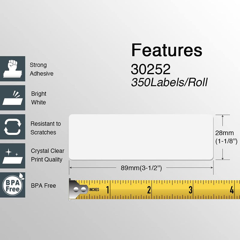 Betckey Dymo 30252 Compatible Address Labels 1-1/8" x 3-1/2" Barcode Labels