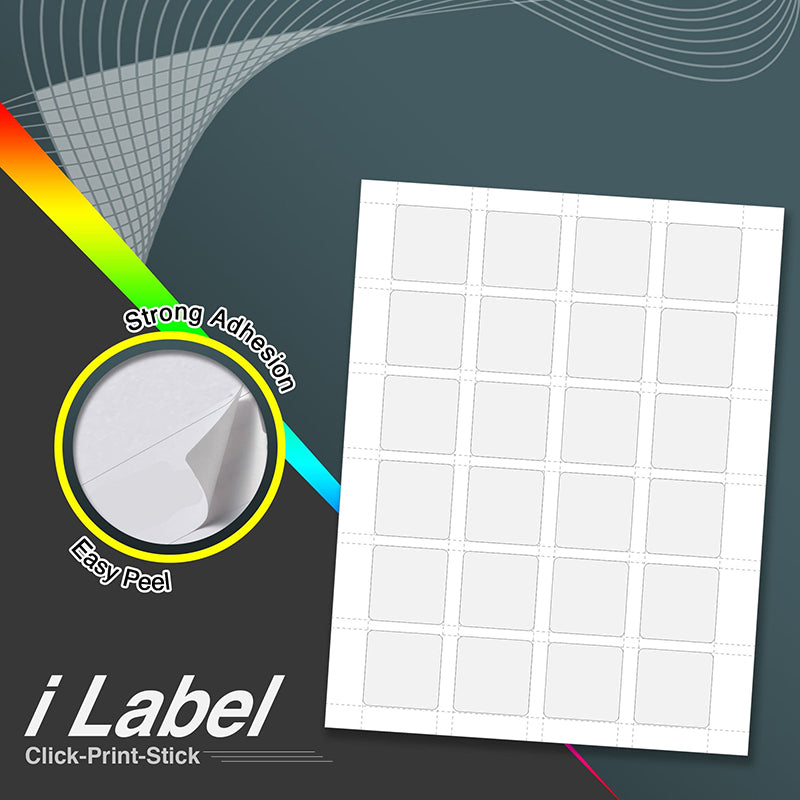 24UP 1.5" x 1.5" Square Labels for Laser & Inkjet Printers