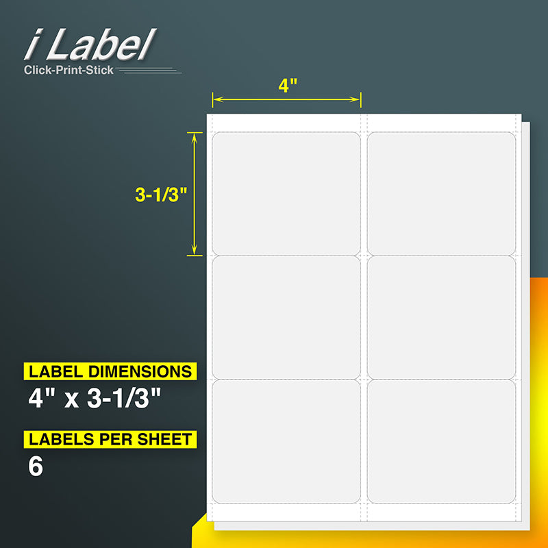 thumbnail image 2 of 6-Up Shipping Labels On 8.5x11 Sheets – 4x3.33 Inch – Blank White For Laser & Inkjet 2 of 5
