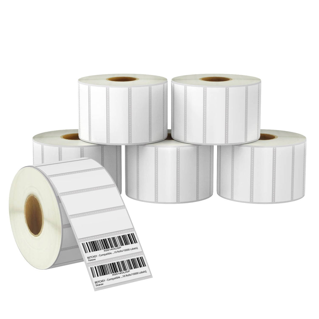 Betckey - 3 x 1 (76 mm x 25 mm) UPC Barcode & Address Labels Compatible with Zebra & Rollo Label Printer,Premium Adhesive & Perforated [10 Rolls