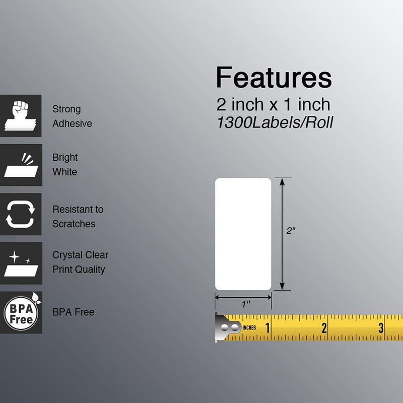 Zebra 2" x 1" UPC Barcode & Address Labels Direct Thermal Labels