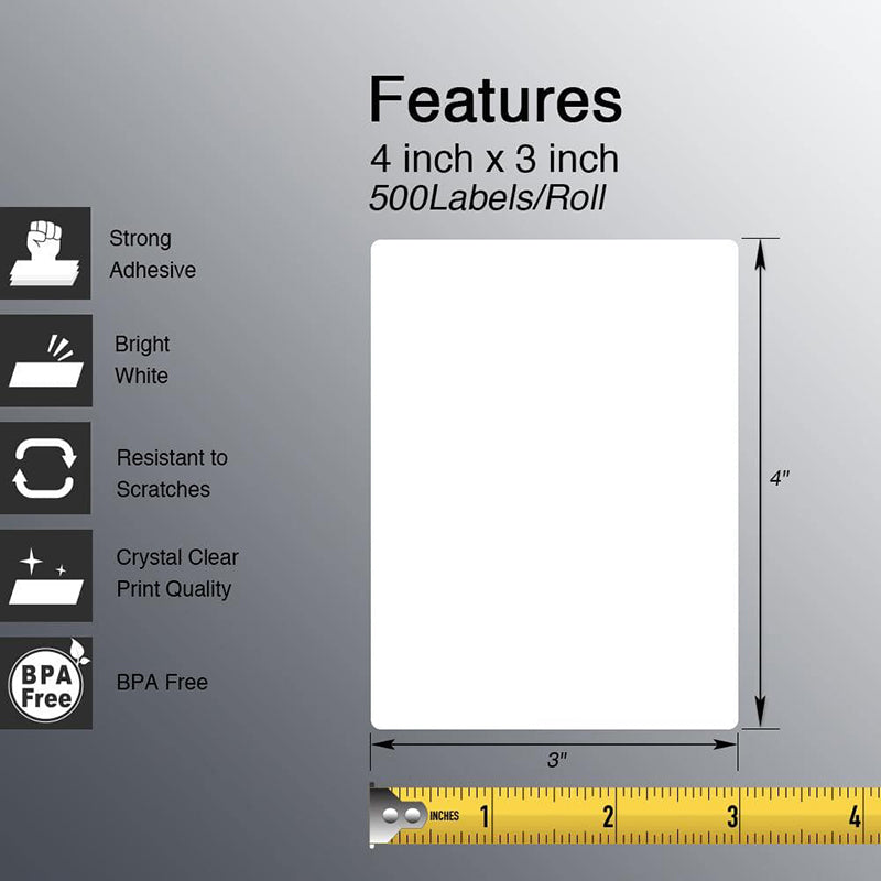 Zebra 4" x 3" Shipping & Multipurpose Labels Direct Thermal Labels