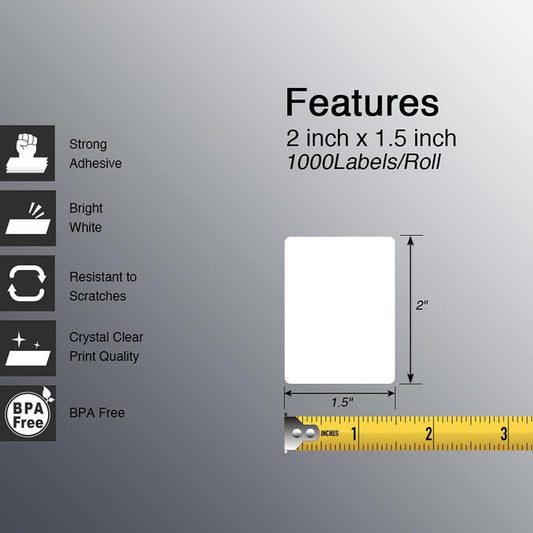 Zebra 2" x 1.5" UPC Barcode & Address Labels Direct Thermal Labels