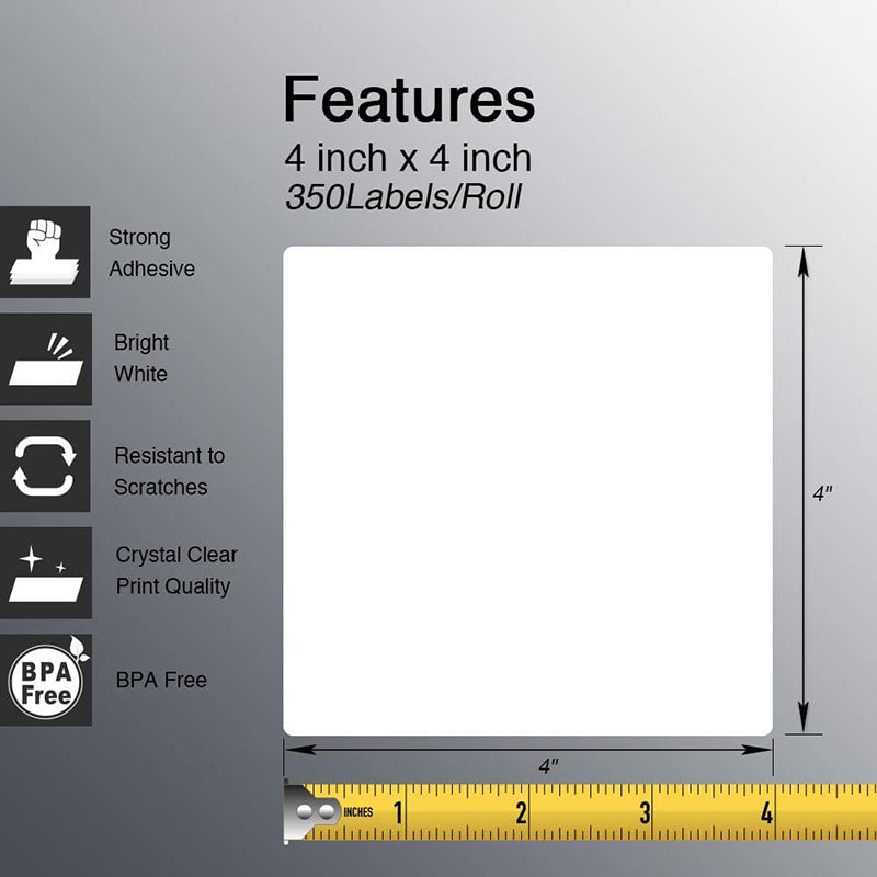 Zebra 4" x 4" Shipping & Large Square Labels Direct Thermal Labels