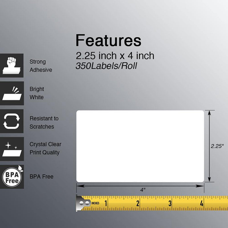 Zebra 2.25" x 4" Multipurpose & Shipping Labels Direct Thermal Labels