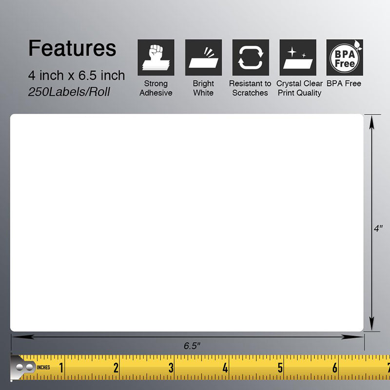 Zebra 4" x 6.5" Large Shipping Labels & Multipurpose Direct Thermal Labels