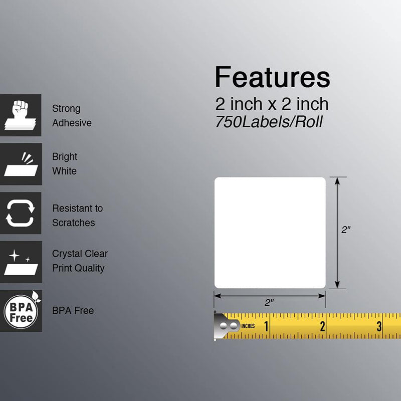 Zebra 2" x 2"  Direct Thermal Labels Square Labels