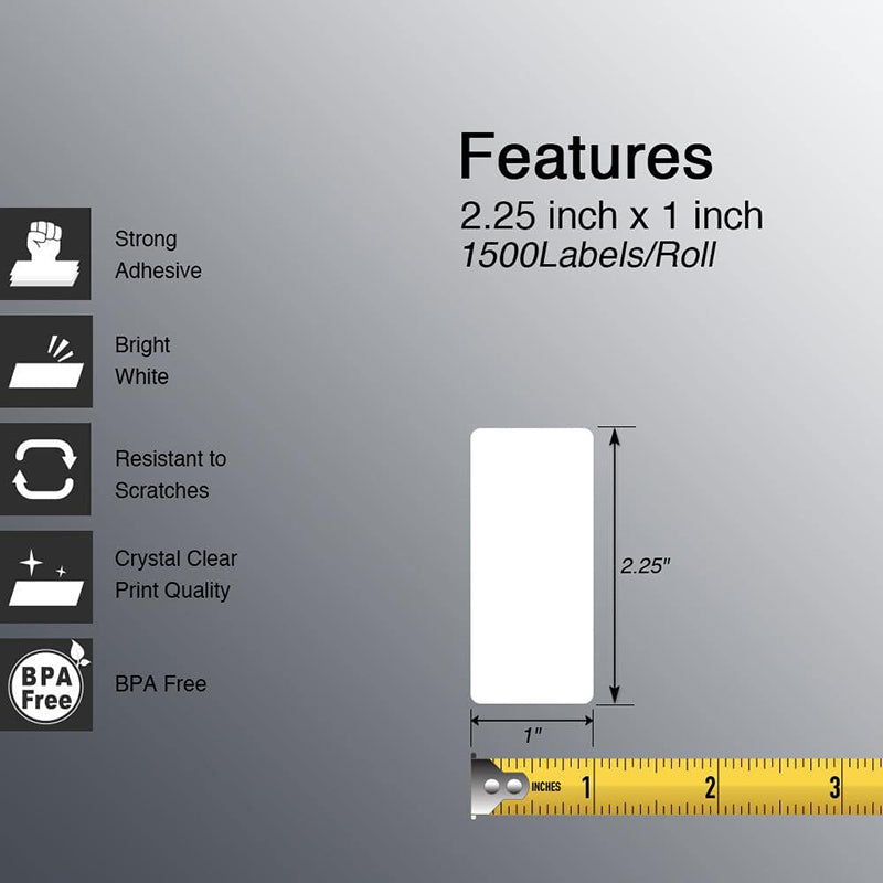 Zebra 2.25" x 1" File Folder & Multipurpose Labels Direct Thermal Labels