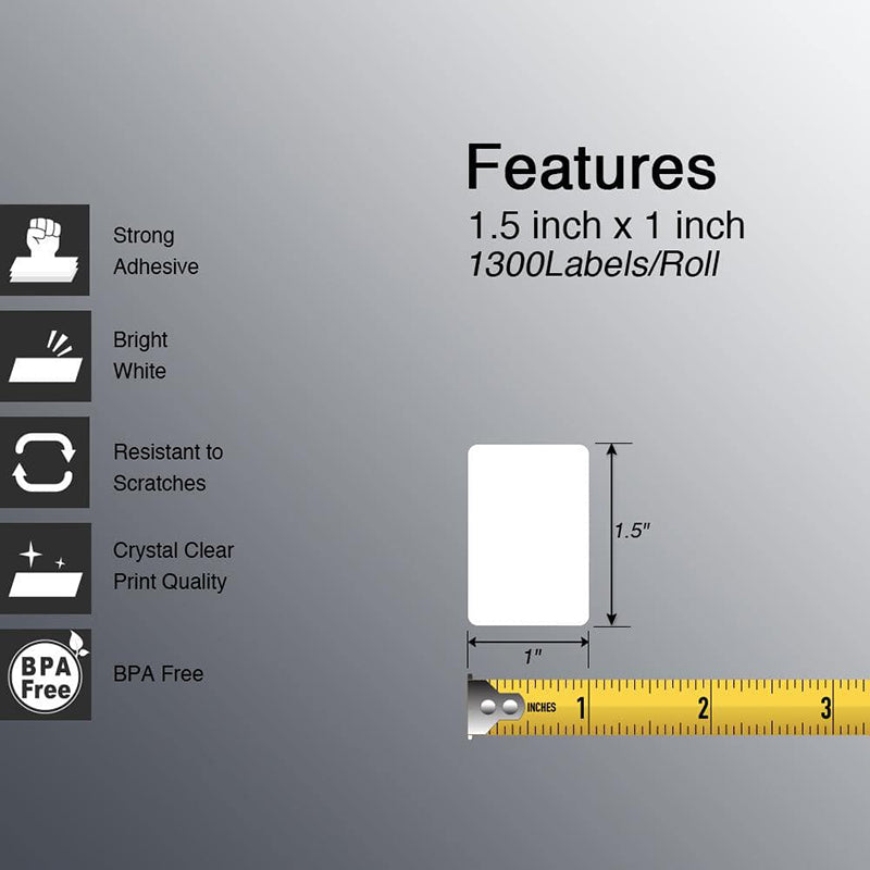 Zebra 1.5" x 1" Direct Thermal Labels All Purpose & Address Labels